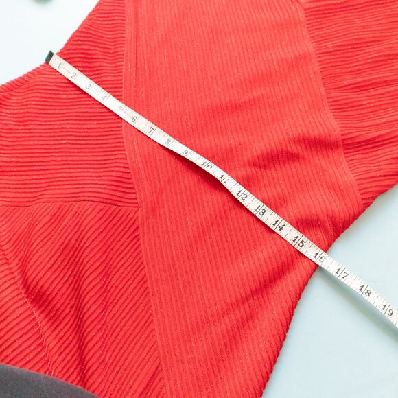 Alex Evenings Vintage Red Metallic Ribbed VNeck Formal Maxi Dress Size 16 - Picture 7 of 9